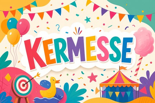 Mod&egrave;le d'affiche, flyer avec le texte "Kermesse"