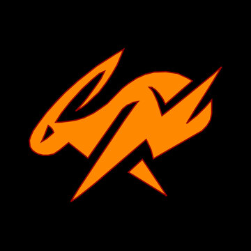 Geometric and sharp-edged rabbit head vector art in bright orange. Futuristic and energetic animal mascot suitable for speed-oriented businesses, courier services, or gaming logos.