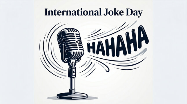 Classic International Joke Day comedy microphone illustration with vintage humor concept for entertainment promotion
