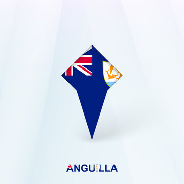 Anguilla Flag Pin Icon with Geometric Design.