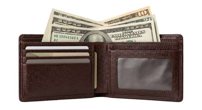 Brown Leather Wallet With Dollars