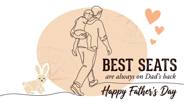 Father carrying child on back Father's Day greeting card with playful quote celebrating joyful parenting and family bond for holiday gifting and social media