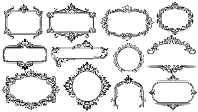Ornate vintage frame border designs collection.