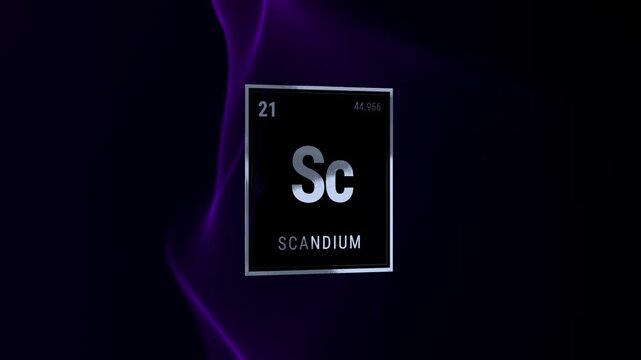 Scandium Element Tile on Dark Purple Background
