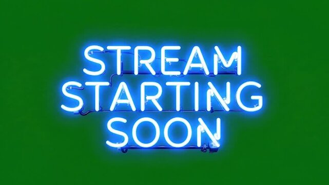 Neon Stream Starting Soon, Live Streaming, Online Broadcasting, Glowing Text ai 4k Video