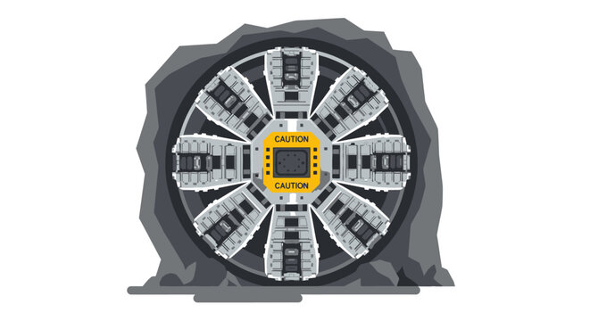 Tunnel Boring Machine TBM Cutter Head Illustration for Civil Engineering, Infrastructure, and Mining Construction Projects