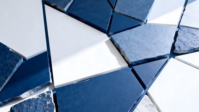 Abstract geometric pattern of blue and white stone