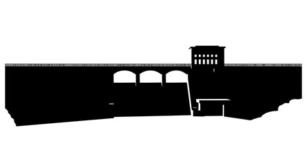 Fototapeta premium Hydroelectric power plant dam silhouette on white background