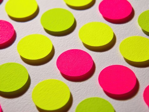 Vibrant Neon Pink and Yellow Circles Pattern Background.