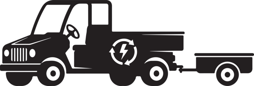 Silhouette of an electric utility vehicle with a trailer