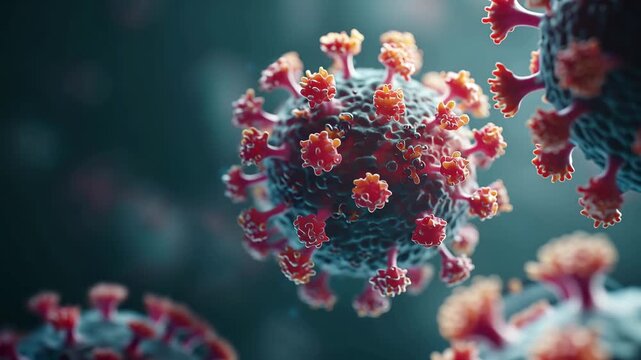 4K Ultra HD 3d render of a sarscov2 coronavirus particle showing the characteristic spike proteins on the surface of the viral envelope video