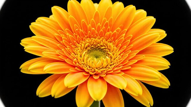 Time-lapse of Yellow Gerbera Daisy Bud Opening Fully Against Black Background