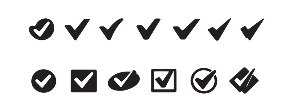 Check Mark Symbol Vector Icon Set for UI and Infographic Design