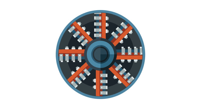 Industrial Tunnel Boring Machine Cutter Head Illustration - Flat Vector Style TBM Drill Bit for Mining and Construction