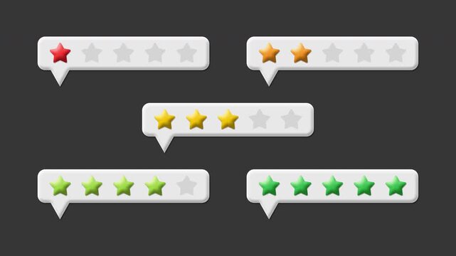 Multicolor star rating speech bubbles, 4k motion graphics
