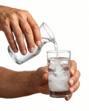 Man pouring water into glass with ouzo creating milky louche effect
