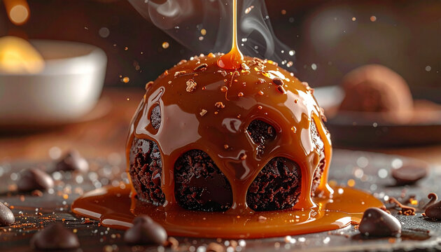 Warm Chocolate Cake Caramel Drizzle