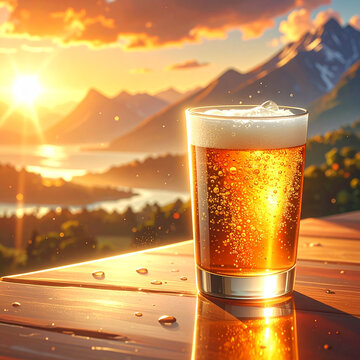 Refreshing Beer With Mountain View