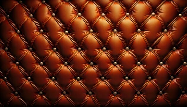 Luxurious Brown Leather Tufted Upholstery Background with Button Accents.