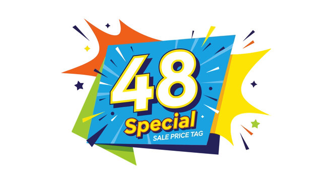 Special 48 Sale Price Tag with Burst and Stars