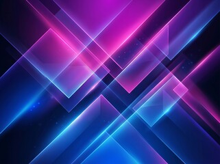 Obraz premium Abstract Ultraviolet and Blue Geometric Composition with Neon Lighting