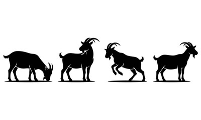 Fototapeta premium Four Goat Silhouettes Collection Vector Illustration