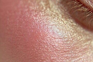 Fototapeta premium Macro Shot of Human Skin Texture with Subtle Iridescent Sheen.