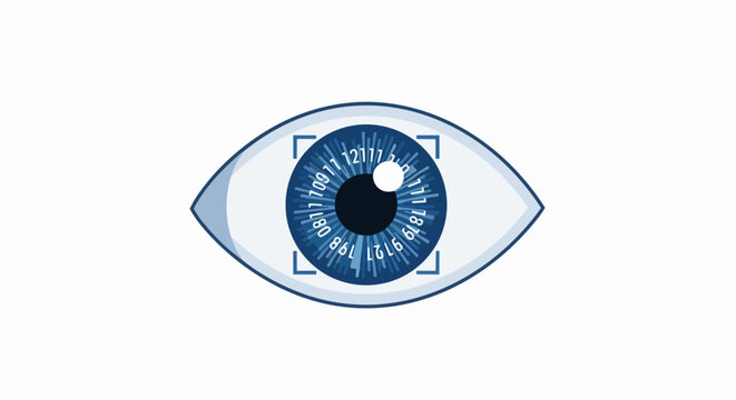 Futuristic Biometric Iris Scan Vector Illustration for Cybersecurity and Digital Identity Authentication