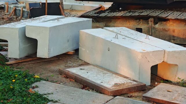 Precast concrete blocks, curb stones