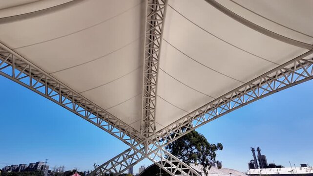 Upward View of Metallic Stage Canopy Structure, S&atilde;o Paulo