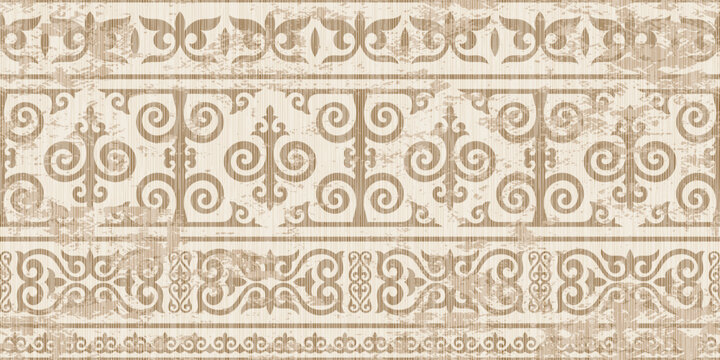Seamless ethnic pattern, Kazakh national ornament, tribal pattern, vector design