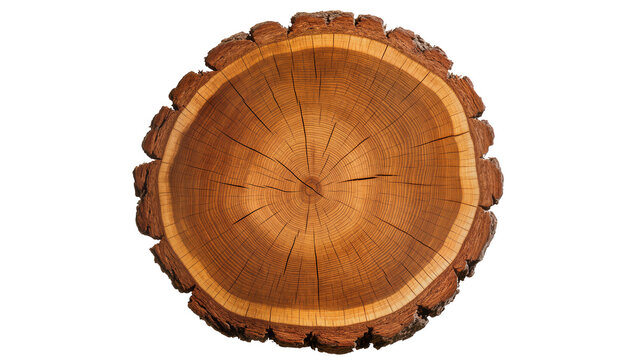 Rustic Tree Trunk Cross Section Showing Growth Rings and Rough Bark