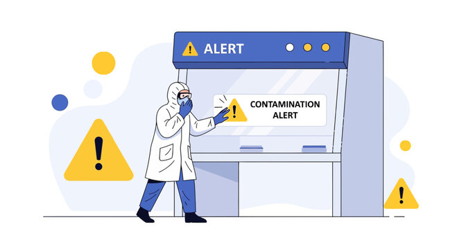 Scientist in Hazmat Suit Responds to Contamination Alert in Laboratory