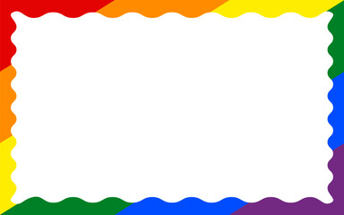 Obraz premium Rainbow pride flag border frame design. For greeting cards, menu, gift tags, websites, covers, banners, posters, wallpapers, business, modern design, paper, notebook. Vector illustration.