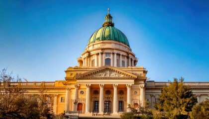 Naklejka premium Architectural Grandeur - A Detailed View of a State Capitol Building.