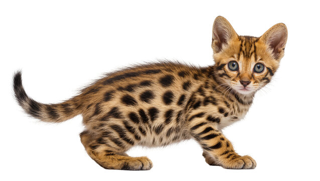 Spotted Bengal Kitten Posing with Alert Expression