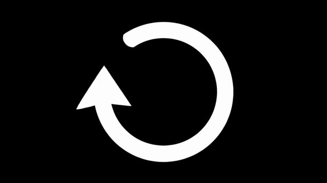 White Reload Arrow Loop Animation 4K Video
