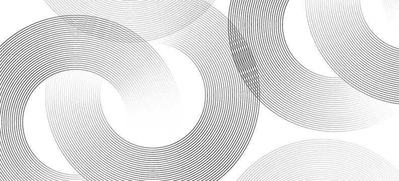 Abstract circle lines on dark blue background. Geometric stripe lineaAbstract gold circle lines on dark background. Geometric stripe line art design. art design for poster, brochure, cover, website