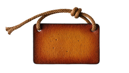 Rustic wooden sign with rope hanger and aged texture © Vetle