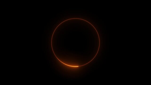 Circle glow border concept on the black background. seamless loop, abstract glowing neon line red color circular lens animation neon light. Motion graphics of border icon.