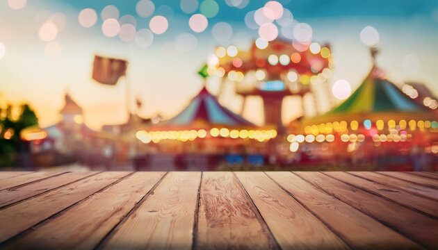 vintage style abstract blurred image of a theme park with bokeh for background purposes