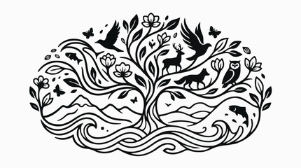 Fototapeta premium Sacred Tree Scene International Day for Biological Diversity