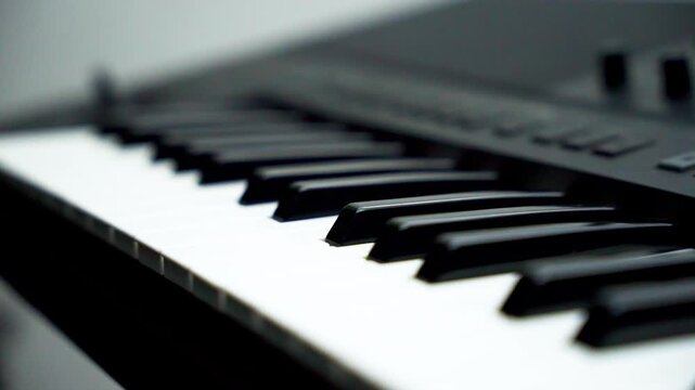 close up of piano keyboard