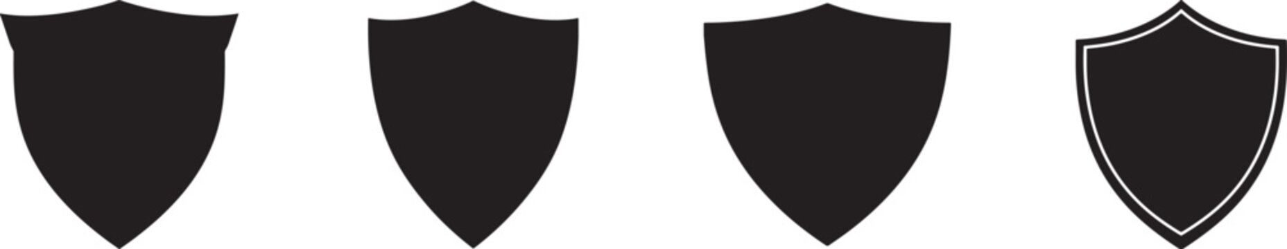 Shield icons set with various shield shapes and symbol collection in simple vector style design arts