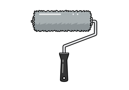 Paint Roller with Black Handle.