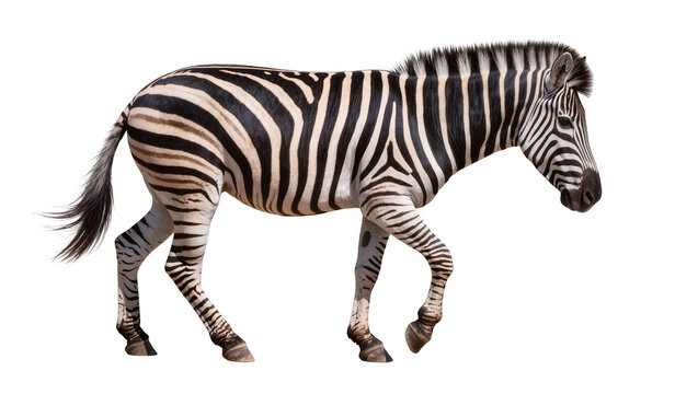 Striped Plains Zebra Standing Profile View with Dark Markings