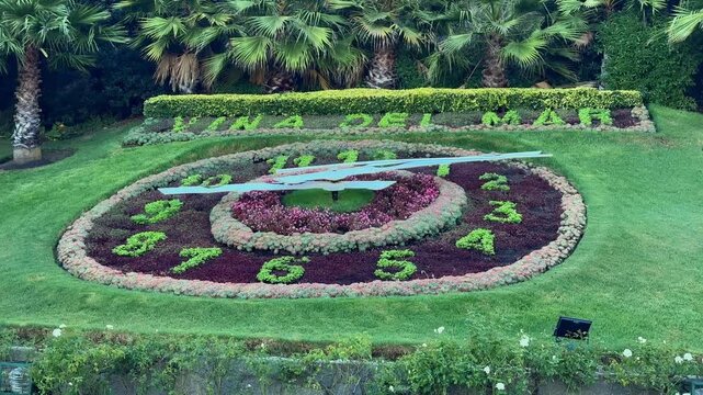 Vina del Mar, Chile, view of the famous Flower Clock or Reloj de Flores, a botanical landmark and tourist attraction in the Valparaiso region.