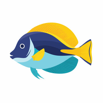 Illustration of a Blue and Yellow Tang Fish