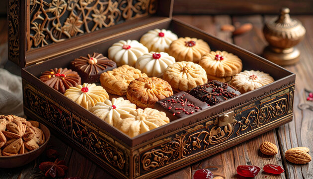 Assorted handmade cookies in box