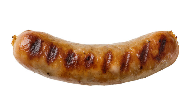 Grilled brown sausage with char marks and casing